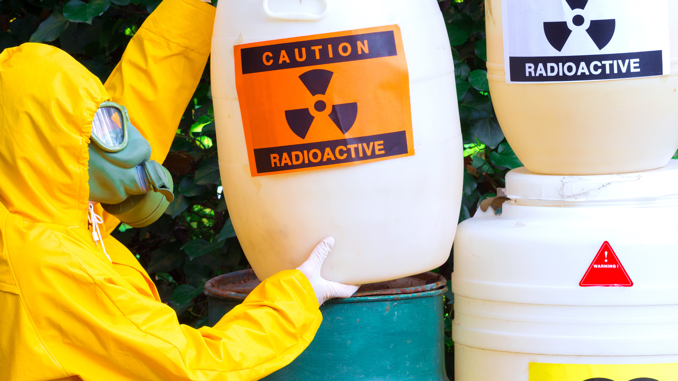 hazmat man with radioactive material